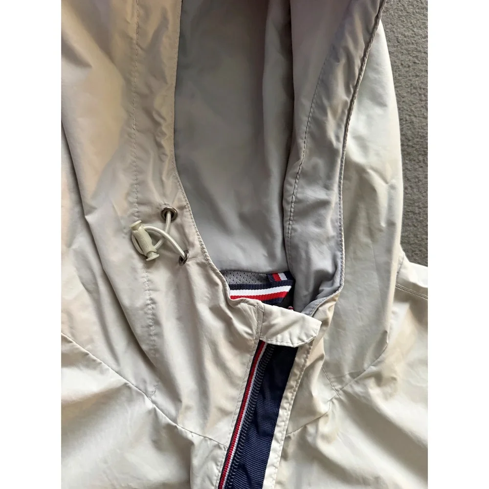 Tommy Hilfiger Mens Windbreaker Jacket Beige Water Resistant Hooded Sz L